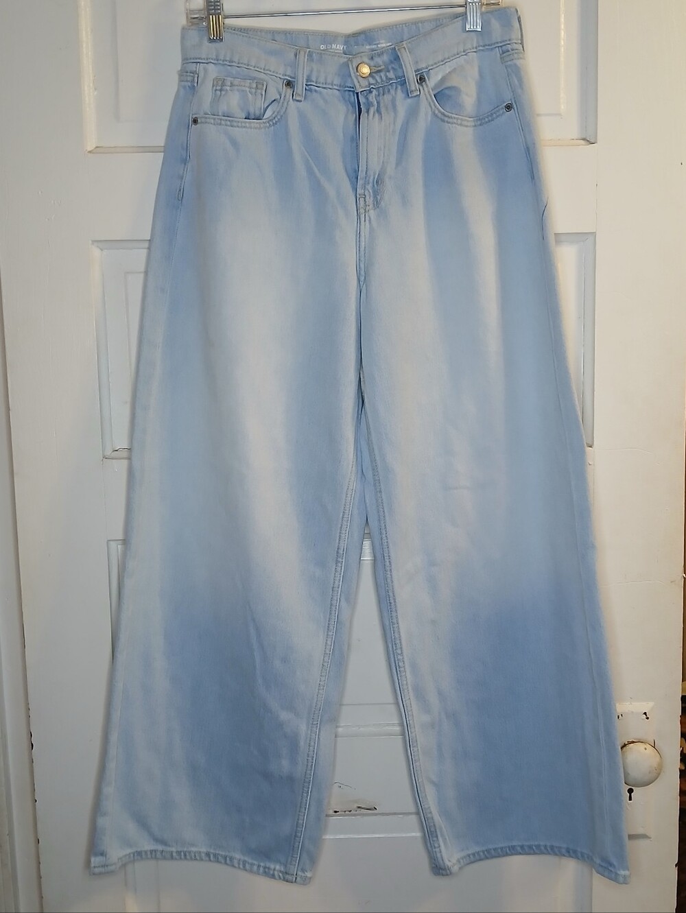 Old Navy Drapey Denim High Rise Baggy Wide Leg Jeans Women’s 6 Light Wash